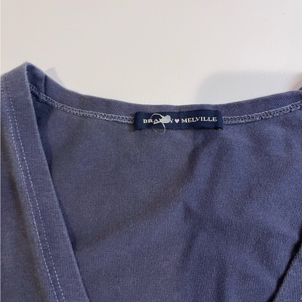 brandy melville dark blue amara wrap top coquette cottagecore minimalist y2k - Picture 4 of 7